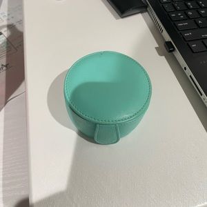 Leather Tiffany &Co circle blue travel jewelry box